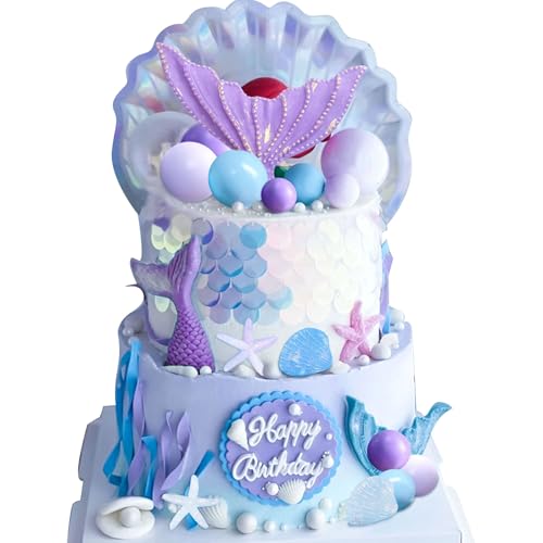LaVenty Meerjungfrau Kuchen Dekoration Meerjungfrau Tortendeko Unterwasser Ozean Geburtstag Dekoration Meerjungfrauen Kuchen Deko Meerjungfrau Geburtstag Deko von LaVenty