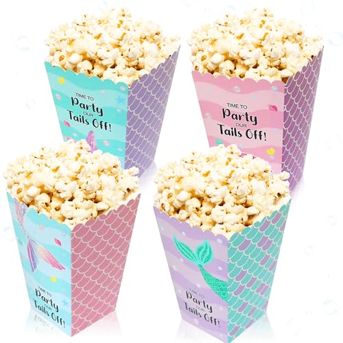 LaVenty Meerjungfrauen-Popcorn-Boxen, Leckerli-Beutel unter dem Meer, Süßigkeitenbeutel für Ozeantiere, Babyparty, Geburtstagsparty, 12 Stück von LaVenty