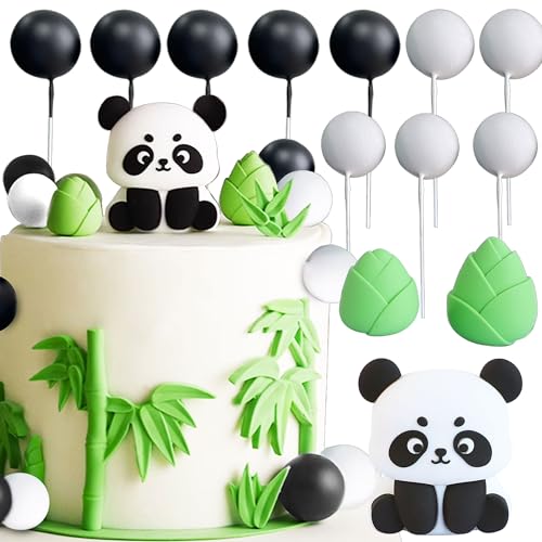 LaVenty Panda Kuchen Deko Pandabär Geburtstag Party Dekoration für Jungen Mädchen Geschenk Pandabär Tortendeko (schwarz und weiß) von LaVenty