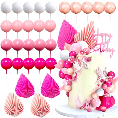 LaVenty Pink Balls Tortendeko Rosa Cake Kuchen Dekoration Disco Party Kindergeburtstag Disco Kuchen Geschenk von LaVenty