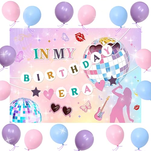 LaVenty Pink In My Birthday Era Banner Schild Luftballons für Sänger Geburtstag Party Dekorationen von LaVenty