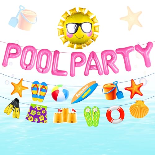 LaVenty Pool-Party-Dekoration, rosa Mädchen, Strand, Pool, Partyzubehör, Sommer, Sonne, Luftballons, Strandparty, Hintergrund, Banner für Luau Hawaii Strand Pool Party LaVenty Pool-Party-Dekoration, rosa Mädchen, Strand, Pool, Partyzubehör, Sommer, Sonne, Luftballons, Strandparty, Hintergrund, Banner für Luau Hawaii Strand Pool Party von LaVenty