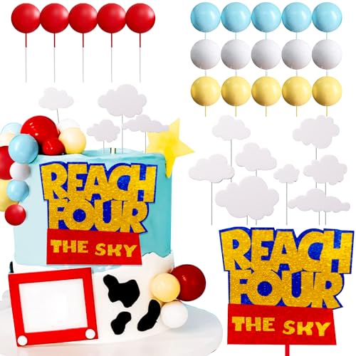 LaVenty Reach Four the Sky Kuchentopper Geburtstag Dekorationen Gelb Rot Blau Kugeln Kuchendekoration 4. Geburtstag Tortenaufleger für Junge 4. Geburtstag Party LaVenty Reach Four the Sky Kuchentopper Geburtstag Dekorationen Gelb Rot Blau Kugeln Kuchendekoration 4. Geburtstag Tortenaufleger für Junge 4. Geburtstag Party von LaVenty