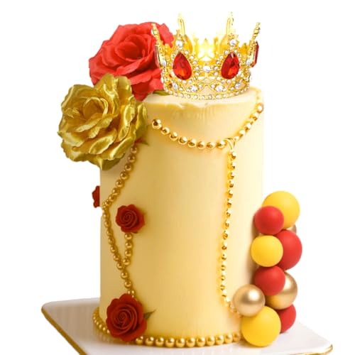 LaVenty Red Balls Cake Toppers Princess Cake Decoration Tiara Crown Birthday Decoration for Birthday Party Queen of Heart Supplies von LaVenty
