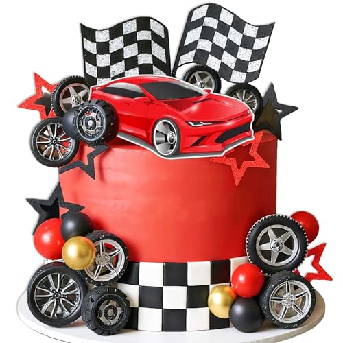 LaVenty Rennauto-Kuchendekorationen, Auto-Kuchenaufsatz, karierte Flagge, Kuchendekoration, Aufwachsen, zwei schnelle Geburtstagsdekorationen. Fast One Fast Three Need Four Speed LaVenty Rennauto-Kuchendekorationen, Auto-Kuchenaufsatz, karierte Flagge, Kuchendekoration, Aufwachsen, zwei schnelle Geburtstagsdekorationen. Fast One Fast Three Need Four Speed von LaVenty