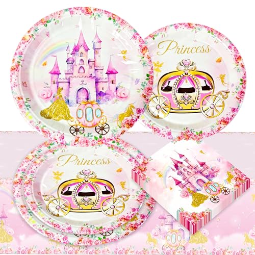 LaVenty Rosa Prinzessin Geburtstag deko Prinzessin Partygeschirr kindergeburtstag deko einschließlich pappteller Geburtstag servietten für Prinzessinparty LaVenty Rosa Prinzessin Geburtstag deko Prinzessin Partygeschirr kindergeburtstag deko einschließlich pappteller Geburtstag servietten für Prinzessinparty von LaVenty