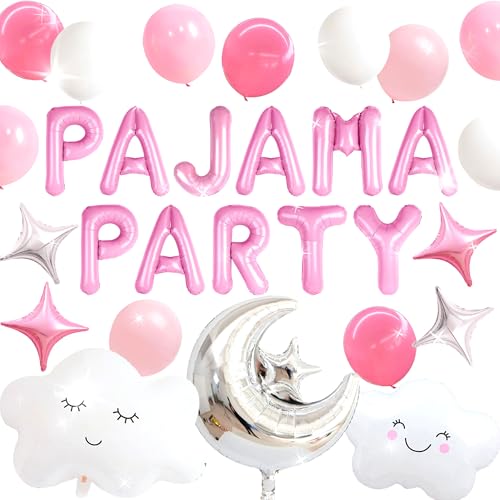 LaVenty Rosa Pyjama Party Ballon Übernachtungsparty Dekoration Mondstern für Mädchen Pyjama Schlafparty Deko für Geburtstag Babyparty Brautparty LaVenty Rosa Pyjama Party Ballon Übernachtungsparty Dekoration Mondstern für Mädchen Pyjama Schlafparty Deko für Geburtstag Babyparty Brautparty von LaVenty