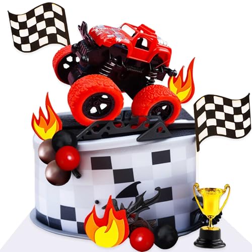 LaVenty Rote Monstertruck Tortenaufleger Monster Truck Cupcake Toppers für Monster Truck Party Dekorationen Monster Truck Geburtstag Deko LaVenty Rote Monstertruck Tortenaufleger Monster Truck Cupcake Toppers für Monster Truck Party Dekorationen Monster Truck Geburtstag Deko von LaVenty