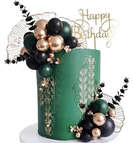 LaVenty Schwarz Gold Tortendekorationen Gold Grün Geburtstagstorte Topper für Geburtstag Hochzeit Baby Shower Party Dekoration 1920er Jahre Party Torten Topper von LaVenty