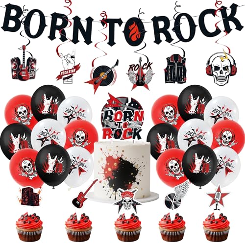 LaVenty Star Born Dekoration Rock Deko 50er Jahre Dekorationen Party Rockstar Musik Deko Hintergrund Geburtstag Girlande Luftballons von LaVenty