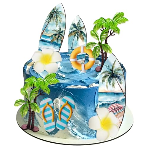 LaVenty Surf Männer Geburtstag Kuchen Dekoration Moana Strand Geburtstag Dekoration Sommer Hawaii Dekor Surfbrett Männer Kuchen Surf Party Supplies von LaVenty