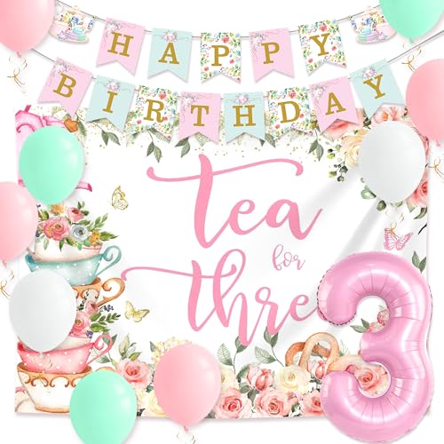 LaVenty Tea For Three Party-Dekorationen, Teeparty-Dekorationen, Teeparty-Hintergrund, Teeparty, Geburtstagsdekorationen, Teepartys, Banner, Blumengeburtstagsbanner LaVenty Tea For Three Party-Dekorationen, Teeparty-Dekorationen, Teeparty-Hintergrund, Teeparty, Geburtstagsdekorationen, Teepartys, Banner, Blumengeburtstagsbanner von LaVenty