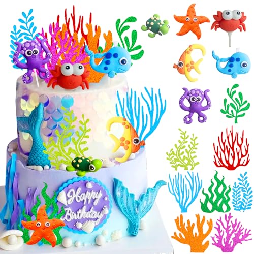LaVenty Tortenaufsätze mit Motiv "Under the See", Ozean, Tier, Cupcake-Topper, Partydekoration, Ozean, Meer, Thema, Babyparty, Geburtstag, Party, Kuchendekorationen LaVenty Tortenaufsätze mit Motiv "Under the See", Ozean, Tier, Cupcake-Topper, Partydekoration, Ozean, Meer, Thema, Babyparty, Geburtstag, Party, Kuchendekorationen von LaVenty