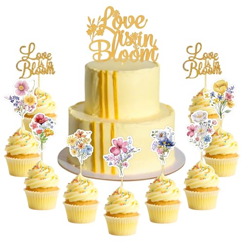LaVenty Tortenaufsatz "Love is in Bloom", florales Wildblumen-Motiv, Brautparty, Dekoration für Verlobung, Hochzeit, Party, Partyzubehör LaVenty Tortenaufsatz "Love is in Bloom", florales Wildblumen-Motiv, Brautparty, Dekoration für Verlobung, Hochzeit, Party, Partyzubehör von LaVenty