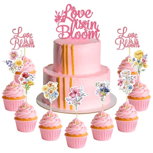 LaVenty Tortenaufsatz "Love is in Bloom", florales Wildblumen-Motiv, Brautparty, Dekoration für Verlobung, Hochzeit, Party, Partyzubehör LaVenty Tortenaufsatz "Love is in Bloom", florales Wildblumen-Motiv, Brautparty, Dekoration für Verlobung, Hochzeit, Party, Partyzubehör von LaVenty