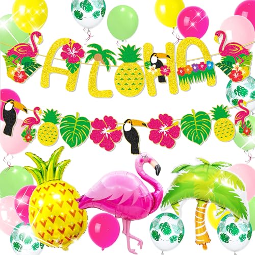 LaVenty Tropischer Luftballon Sommer Kinder Party Dekoration Aloha Banner Luau Hawaii Banner Hintergrund Kokosnussbaum Ananas Ballons Strand Outdoor Party Supplies LaVenty Tropischer Luftballon Sommer Kinder Party Dekoration Aloha Banner Luau Hawaii Banner Hintergrund Kokosnussbaum Ananas Ballons Strand Outdoor Party Supplies von LaVenty