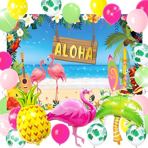 LaVenty Tropischer Luftballon Sommer Kinder Party Dekoration Aloha Banner Luau Hawaii Banner Hintergrund Kokosnussbaum Ananas Ballons Strand Outdoor Party Supplies LaVenty Tropischer Luftballon Sommer Kinder Party Dekoration Aloha Banner Luau Hawaii Banner Hintergrund Kokosnussbaum Ananas Ballons Strand Outdoor Party Supplies von LaVenty