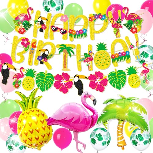 LaVenty Tropischer Luftballon Sommer Kinder Party Dekoration Aloha Banner Luau Hawaii Banner Hintergrund Kokosnussbaum Ananas Ballons Strand Outdoor Party Supplies LaVenty Tropischer Luftballon Sommer Kinder Party Dekoration Aloha Banner Luau Hawaii Banner Hintergrund Kokosnussbaum Ananas Ballons Strand Outdoor Party Supplies von LaVenty