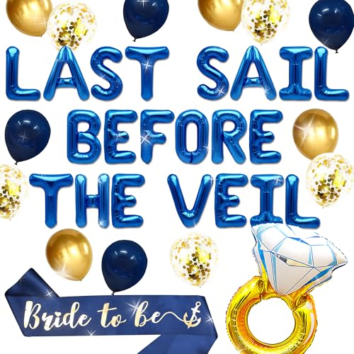 Last Sail BeforeThe Veil Bachelorette Banner Nautische Bachelorette Party Dekorationen Brautdusche Dekorationen Kreuzfahrt Junggesellinnenabschied von LaVenty