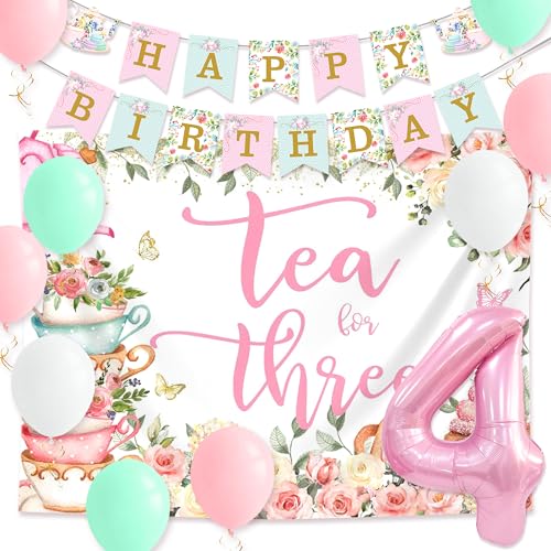 Time Four Tea Party Dekorationen Teeparty Dekorationen Teepartys Vier 4 Luftballons Teepartys Geburtstagsdeko Teepartys Banner für 4 Jahre alt Time Four Tea Party Dekorationen Teeparty Dekorationen Teepartys Vier 4 Luftballons Teepartys Geburtstagsdeko Teepartys Banner für 4 Jahre alt von LaVenty