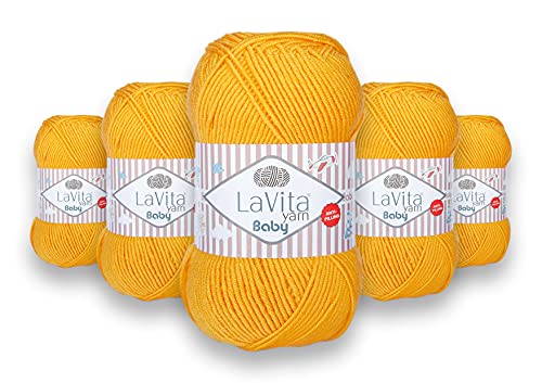 LaVita Yarn, BABY Handstrickgarn, Wolle 5-Teilige Packung, Best Uni, Antipilling 100% Micro Acryl, 1 Ball 100 gr, 250m… (2021) von LaVita Yarn