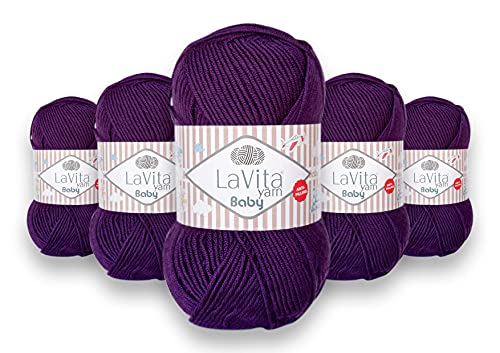 LaVita Yarn, BABY Handstrickgarn, Wolle 5-Teilige Packung, Best Uni, Antipilling 100% Micro Acryl, 1 Ball 100 gr, 250m… (5103) von LaVita Yarn