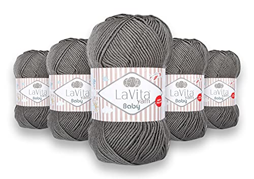 LaVita Yarn, BABY Handstrickgarn, Wolle 5-Teilige Packung, Best Uni, Antipilling 100% Micro Acryl, 1 Ball 100 gr, 250m… (6002) von LaVita Yarn