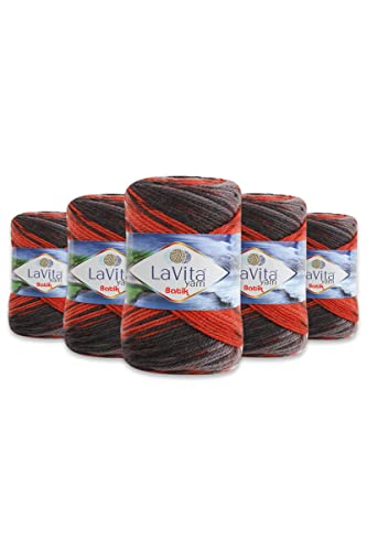 LaVita Yarn BATIK Handstrickgarn, Wolle 5-Teilige Packung, 100% Micro Acryl Sportgarn, 1 Ball 100 gr, 170mt… (DG08) von LaVita Yarn
