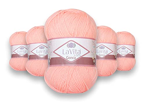 LaVita Yarn GONCA Handstrickgarn, Wolle, 5-Teilige Packung, 100% Acrylgarn, 1 Ball 100 gr, 300mt (4003) von LaVita Yarn