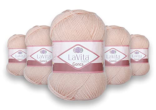 LaVita Yarn GONCA Handstrickgarn, Wolle, 5-Teilige Packung, 100% Acrylgarn, 1 Ball 100 gr, 300mt (4005) von LaVita Yarn