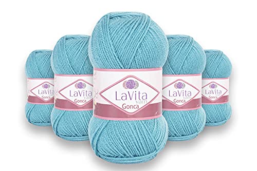 LaVita Yarn GONCA Handstrickgarn, Wolle, 5-Teilige Packung, 100% Acrylgarn, 1 Ball 100 gr, 300mt (5021) von LaVita Yarn