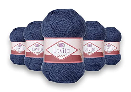 LaVita Yarn GONCA Handstrickgarn, Wolle, 5-Teilige Packung, 100% Acrylgarn, 1 Ball 100 gr, 300mt (5022) von LaVita Yarn