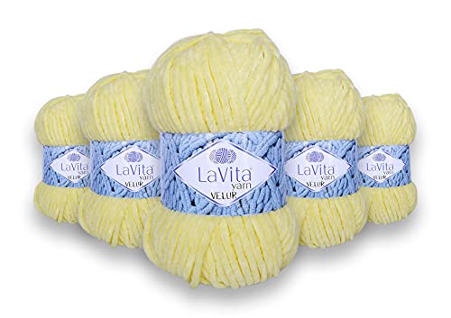 LaVita Yarn VELUR Handstrickgarn, Wolle 5-Teilige Packung,100% Micro Polyester Sportgarn, 1 Ball 100 gr, 120 mt… (1041) von LaVita Yarn
