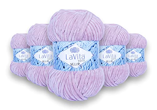 LaVita Yarn VELUR Handstrickgarn, Wolle 5-Teilige Packung,100% Micro Polyester Sportgarn, 1 Ball 100 gr, 120 mt… (4002) von LaVita Yarn