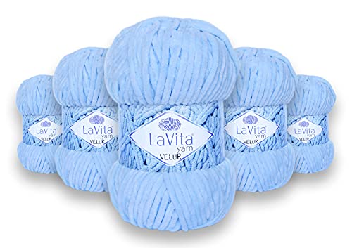 LaVita Yarn VELUR Handstrickgarn, Wolle 5-Teilige Packung,100% Micro Polyester Sportgarn, 1 Ball 100 gr, 120 mt… (5010) von LaVita Yarn