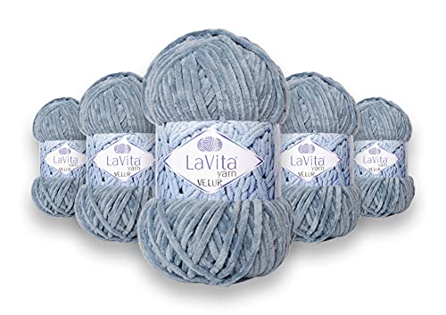 LaVita Yarn VELUR Handstrickgarn, Wolle 5-Teilige Packung,100% Micro Polyester Sportgarn, 1 Ball 100 gr, 120 mt… (6032) von LaVita Yarn