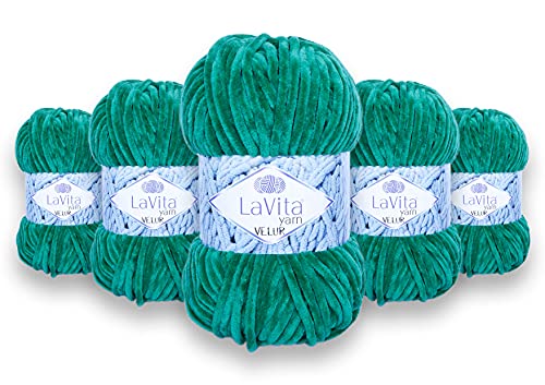 LaVita Yarn VELUR Handstrickgarn, Wolle 5-Teilige Packung,100% Micro Polyester Sportgarn, 1 Ball 100 gr, 120 mt… (8122) von LaVita Yarn