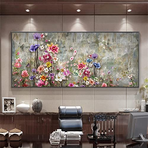 5D Diamond Painting Groß bunte Blume,Diamant Painting Bilder Erwachsene 160x80cm,DIY 5D Diamant malen nach zahlen Set Kinder,mit Voll Zubehör,Gemälde Wohnzimmer Schlafzimmer Büro Wand/Eingang Deko von Laahoo