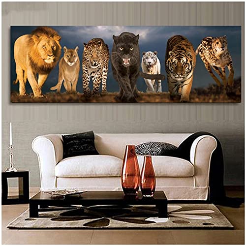 Diamond Painting Set,5D Diamant Painting Bilder,DIY Malen Nach Zahlen Erwachsene Kinder Stickerei,Daiments Painting Eckige Steine,Groß Leinwand Art dots Kits,Deko Wohnzimmer,Waldtier Tiger 100x50cm von Laahoo