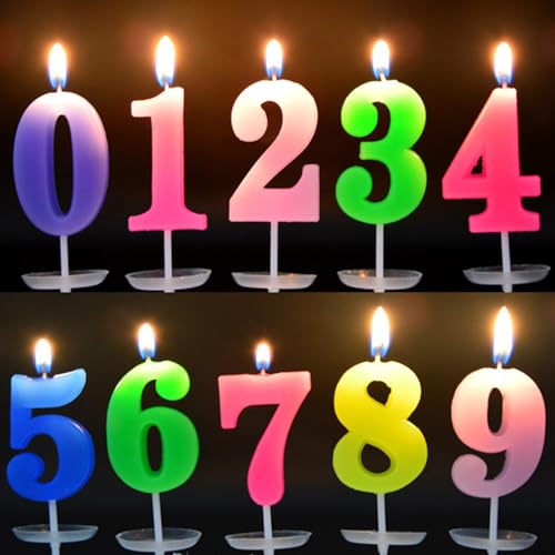 10 Stücke Geburtstag Zahl Kerzen Nummer 0-9 Geburtstag Kuchen Kerzen Glitte Nummer Geburtstag Kerzen Cake Topper Dekoration von Labbe