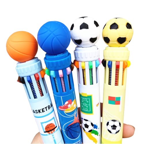 4 Sticks Fußball Kugelschreiber-Set, 10 Farben in einem Kugelschreiber, für Mädchen Schulgeschenk, bunte Stifte Geburtstagsgeschenk von Labbe