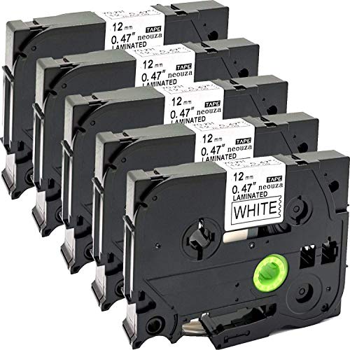 5 x schwarz auf weiß Etikettenband kompatibel für Brother TZ 231/TZE 231 12 selbstklebend laminiert von NEOUZA