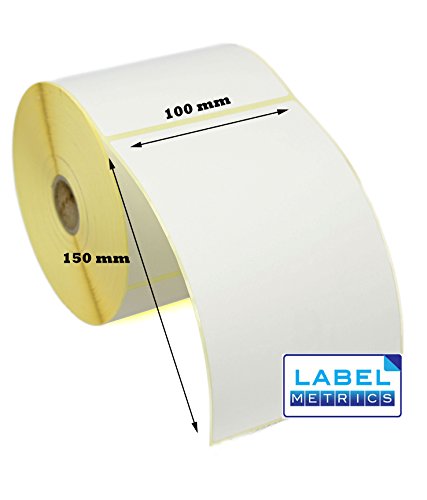 Weiße Thermodirekt-Etiketten, Etikettenmaße 100 x 150 mm – Zebra GK420D, GX420D, GK420T – 5 Rollen, 1.250 Etiketten von Label Metrics