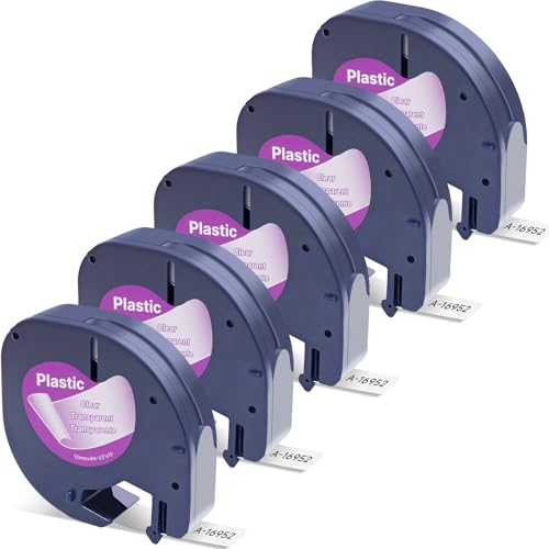 Label Orison Kompatibel mit Dymo Letratag Refill 16951 16952 Schwarz auf Klar Etikettenband für Dymo Label Maker Refills LT-100H LT-100T XR QX50 200B, 5er-Pack von Label Orison