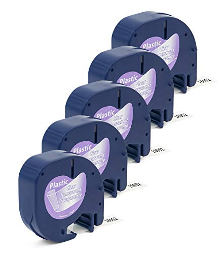Label Orison kompatibel Etikettenband als Ersatz für Dymo Letratag 16951 S0721550 Schwarz auf Klar Schwarz auf Transparent 12mm Etikettenband für Dymo Dymo LetraTag LT-100H LT100T XR XM, 5er-Pack von Label Orison