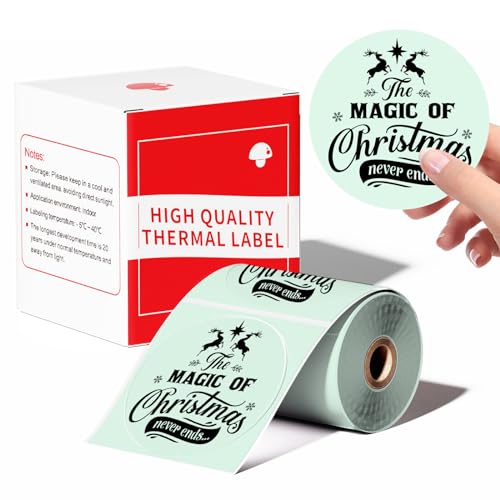 Kompatibel mit Phomemo M110 Rundes Etikett für M120 M200 M220 M221 1.96"x1.96" (50x50mm) Sticky Thermal Labels Printer Paper 140 Etiketten/Rolle,für Barcode, DIY-Logo, Haus, Büro，Grün von LabelCenter