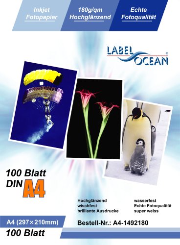 LabelOcean Premium Fotopapier 100 Blatt A4 180g/qm Highglossy hochglänzend wasserfest LabelOcean Premium Fotopapier 100 Blatt A4 180g/qm Highglossy hochglänzend wasserfest von LabelOcean GmbH