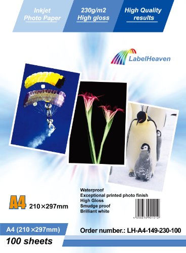 LabelOcean Premium Fotopapier A4 230g/qm High Glossy hochglänzend wasserfest 100 Blatt von LabelOcean GmbH