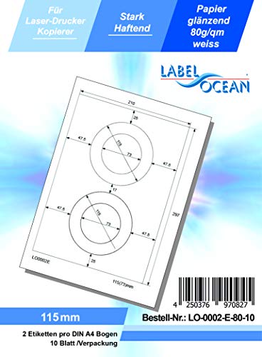 LabelOcean LO-0002-E-80-10 Universal Etiketten, 10 Blatt 80g/qm, Hochwertiges Papier LabelOcean LO-0002-E-80-10 Universal Etiketten, 10 Blatt 80g/qm, Hochwertiges Papier von LabelOcean