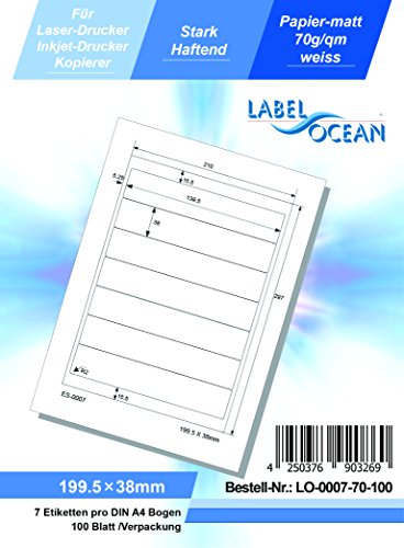 LabelOcean LO-0007-70-100 Universal Etiketten, 100 Blatt 70g/qm, Hochwertiges Papier von LabelOcean